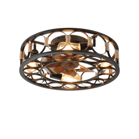 Cage Ceiling Fan With Light Remote Control, Low-profile Built-in Farmhouse Modern Ceiling Fan, 6 Speed Reversible Blades, Including 5 LED Bulbs U