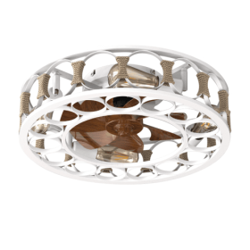 Cage Ceiling Fan With Light Remote Control, Semi-recessed Modern Ceiling Fan, 6 Speed Reversible Blades, 4 LED Bulbs Included Unavailable Platfor
