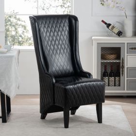23.03" Wide Faux Leather High-Back Accent Chair, Comfy High Wingback Chair, Living Room Chair with Soft Padded & Wooden Legs
