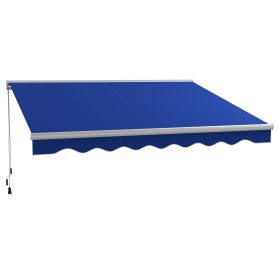 Outsunny 13' x 10' Electric Awning with LED Lights, Retractable Awning, UV40+ Sun Shade Shelter with Remote Controller and Crank Handle for Deck