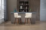 COOLMORE Counter Height Bar Stools Set of 2 for Kitchen Counter Solid Wood Legs with a fixed height of 360 degrees