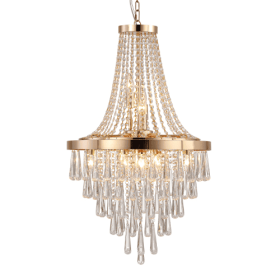 Golden Crystal Chandelier, Large Modern Luxury Chandelier For Living Room, Dining Room, Bedroom, Hallway - Bulb Not Included Unavailable Platform