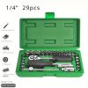 Socket set extended ratchet quick wrench combination auto repair 29-piece set 10-24mm