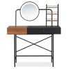 GO 40" Makeup Vanity Desk with 3-Mode Lighted Mirror & Wireless Charging Station , Vanity Table with Drawer & 3 Open Shelves for Ample Storage Space