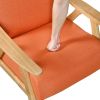 Modern Home Furniture Orange Color Fabric Upholstered 1pc Accent Chair Cushion Back and Seat Natural Finish Solid Rubberwood