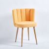 Modern YELLOW dining chair(set of 2 ) with iron tube wood color legs, shorthair cushions and comfortable backrest, suitable for dining room