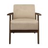 Modern Home Furniture 1pc Accent Chair Cushion Seat Back Light Brown Upholstery Solid Wood Frame