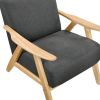 Modern Home Furniture Dark Gray Fabric Upholstered 1pc Accent Chair Cushion Back and Seat Natural Finish Solid Rubberwood