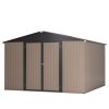 10' x 10' Metal Storage Shed for Ourdoor, Steel Yard Shed with Design of Lockable Doors, Utility and Tool Storage for Garden, Backyard, Patio