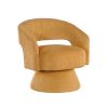 Modern Luxurious Swivel Accent Chair Yellow Soft Corduroy Upholstery Plush Seating Solid Wood Stylish Home Furniture 1pc