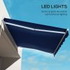 Outsunny 13' x 10' Electric Awning with LED Lights, Retractable Awning, UV40+ Sun Shade Shelter with Remote Controller and Crank Handle for Deck