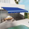Outsunny 13' x 10' Electric Awning with LED Lights, Retractable Awning, UV40+ Sun Shade Shelter with Remote Controller and Crank Handle for Deck