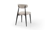 Modern Dining Chairs Set of 2, Curved Backrest Round Upholstered and Metal Frame, Light Grey
