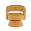 Modern Luxurious Swivel Accent Chair Yellow Soft Corduroy Upholstery Plush Seating Solid Wood Stylish Home Furniture 1pc