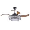 Contemporary LED Retractable Ceiling Fan with Light and Remote Control, Quiet Reversible Motor