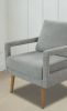 Mid-Century Armchair , 2pcs, Accent Chair with Wood Legs & Soft Cushion for Living Room, Bedroom, Home Office, Study, Grey