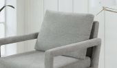Mid-Century Armchair , 2pcs, Accent Chair with Wood Legs & Soft Cushion for Living Room, Bedroom, Home Office, Study, Grey