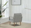 Mid-Century Armchair , 2pcs, Accent Chair with Wood Legs & Soft Cushion for Living Room, Bedroom, Home Office, Study, Grey