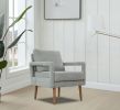 Mid-Century Armchair , 2pcs, Accent Chair with Wood Legs & Soft Cushion for Living Room, Bedroom, Home Office, Study, Grey