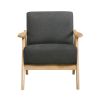 Modern Home Furniture Dark Gray Fabric Upholstered 1pc Accent Chair Cushion Back and Seat Natural Finish Solid Rubberwood