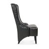 23.03" Wide Faux Leather High-Back Accent Chair, Comfy High Wingback Chair, Living Room Chair with Soft Padded & Wooden Legs