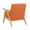Modern Home Furniture Orange Color Fabric Upholstered 1pc Accent Chair Cushion Back and Seat Natural Finish Solid Rubberwood