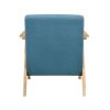 Modern Home Furniture Blue Fabric Upholstered 1pc Accent Chair Cushion Back and Seat Natural Finish Solid Rubberwood