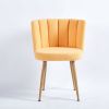 Modern YELLOW dining chair(set of 2 ) with iron tube wood color legs, shorthair cushions and comfortable backrest, suitable for dining room
