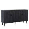 Wooden Storage Cabinet with 4 Doors, Modern Black Accent Cabinet, Free Standing Cabinet, Wooden Buffet Sideboards for Bedroom, Kitchen,Home Office