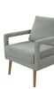 Mid-Century Armchair , 2pcs, Accent Chair with Wood Legs & Soft Cushion for Living Room, Bedroom, Home Office, Study, Grey