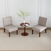 Fabric Accent Chair Set of 2 with Round Wood Table, Decorative Slipper Chair Vanity Chair for Bedroom Home Office, Corner Side Chair [Video]