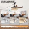 Contemporary LED Retractable Ceiling Fan with Light and Remote Control, Quiet Reversible Motor