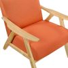 Modern Home Furniture Orange Color Fabric Upholstered 1pc Accent Chair Cushion Back and Seat Natural Finish Solid Rubberwood