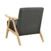Modern Home Furniture Dark Gray Fabric Upholstered 1pc Accent Chair Cushion Back and Seat Natural Finish Solid Rubberwood