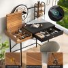 GO 40" Makeup Vanity Desk with 3-Mode Lighted Mirror & Wireless Charging Station , Vanity Table with Drawer & 3 Open Shelves for Ample Storage Space