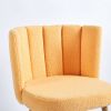 Modern YELLOW dining chair(set of 2 ) with iron tube wood color legs, shorthair cushions and comfortable backrest, suitable for dining room