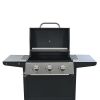 Propane Gas Grill 4 Burner Barbecue Grill, Stainless Steel 34,000 BTU Patio Garden Barbecue Grill with Two Shelves, Lid, Wheels and Bottle Opener