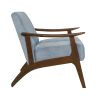 1pc Modern Accent Chair Blue Gray Velvet Upholstered Dark Walnut Finish Solidwood Home Furniture