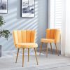 Modern YELLOW dining chair(set of 2 ) with iron tube wood color legs, shorthair cushions and comfortable backrest, suitable for dining room