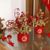 1pc New Year Spring Festival Pots; Artificial Flowers Plants Festival Pots For New Year Spring Festival Home Restaurant Tabletop Festival Festival Par