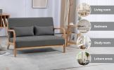 Leisure Chair with Solid Wood Armrest and Feet, Mid-Century Modern Accent Sofa,2 seat