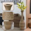 39-inch Tall Artificial Rattan Floor Vase in Elegant Beige - Statement Piece for Living Room Decor, Entryway