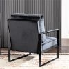 Mid Century Modern Accent Chair with Square Metal Frame and Plush Velvet Upholstery, Durable Armchair for Living Room, Bedroom, Home Office - Black