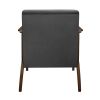 1pc Modern Accent Chair Dark Gray Velvet Upholstered Dark Walnut Finish Solidwood Home Furniture