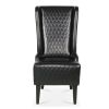 23.03" Wide Faux Leather High-Back Accent Chair, Comfy High Wingback Chair, Living Room Chair with Soft Padded & Wooden Legs