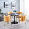 Modern YELLOW dining chair(set of 2 ) with iron tube wood color legs, shorthair cushions and comfortable backrest, suitable for dining room