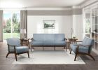 1pc Modern Accent Chair Blue Gray Velvet Upholstered Dark Walnut Finish Solidwood Home Furniture