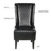 23.03" Wide Faux Leather High-Back Accent Chair, Comfy High Wingback Chair, Living Room Chair with Soft Padded & Wooden Legs