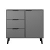 Storage Cabinet with 3 Drawers & Adjustable Shelf, Mid Century Cabinet with Door, Accent Cabinet for Living Room, Home Office, Entryway, Gray