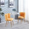 Modern YELLOW dining chair(set of 2 ) with iron tube wood color legs, shorthair cushions and comfortable backrest, suitable for dining room